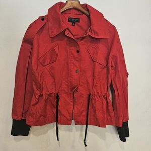 Laundry by Shelli Segal Jacket Womens Medium Lightweight Red Utility Windbreaker